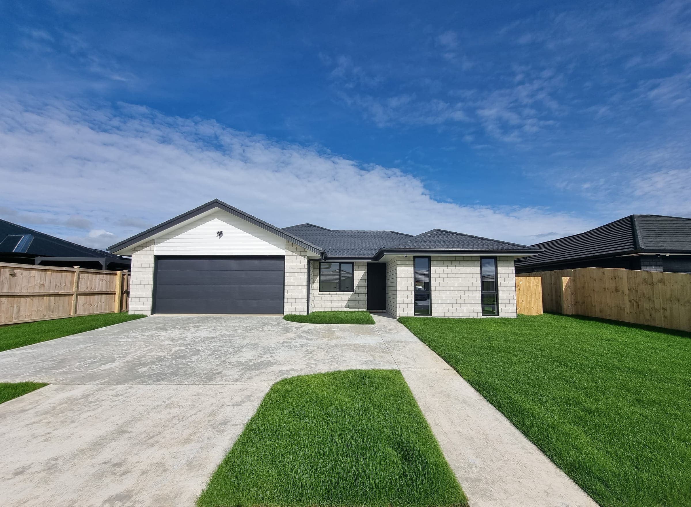 Finished front lawn on a new build