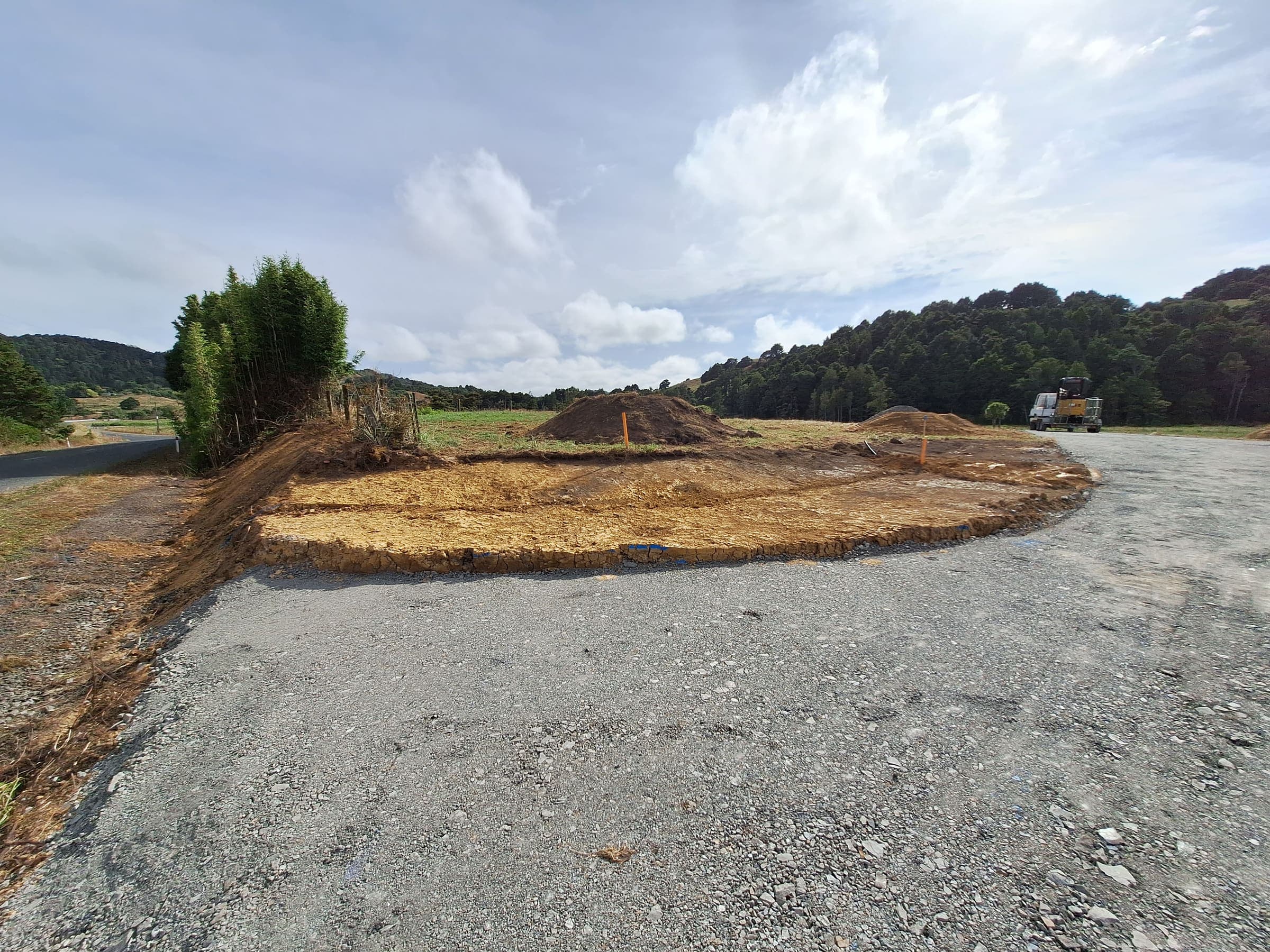 Cleared and levelled building pad ready for construction